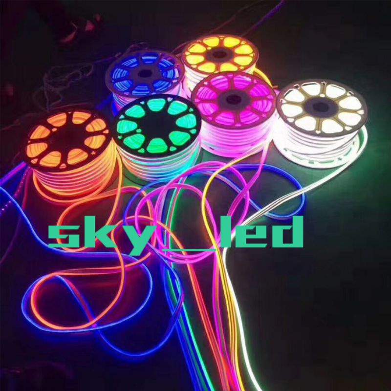 Paket Lampu Neon Flex 220v 1m 2m 3m 4m 5m 5 meter Led Selang Fleksibel 220v Warna Neon Box Outdoor ip65 Huruf DIY 220v strip