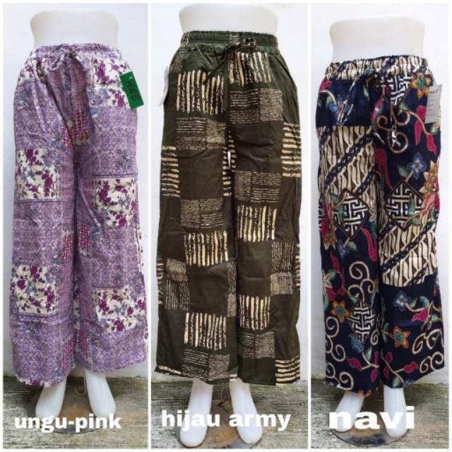  Celana  kulot  pendek panjang dewasa katun strit motif batik 