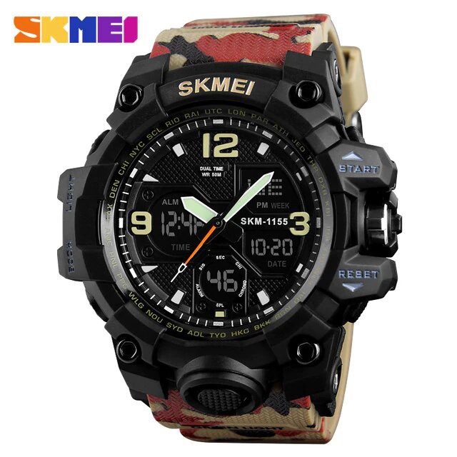 Jam Tangan Pria / SKMEI AD 1155 B DENIM SERIES Digital / Jam Tangan Analog Digital LED Original