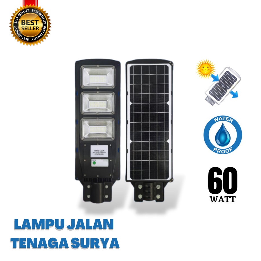 LAMPU JALAN TENAGA SURYA 60 WATT PJU LED LAMPU LED PANEL TENAGA SURYA