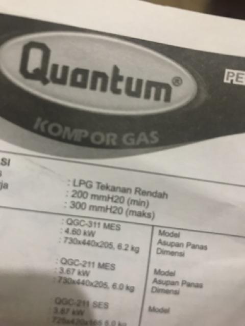 Kompor Gas Quantum Qgc201dmpc 2 Tungku