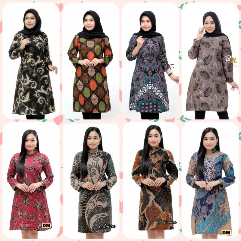 M-L-XL-XXL Batik Tunik wanita ASJ SA HRB026 Kenongo Pekalongan Sogan Tulis