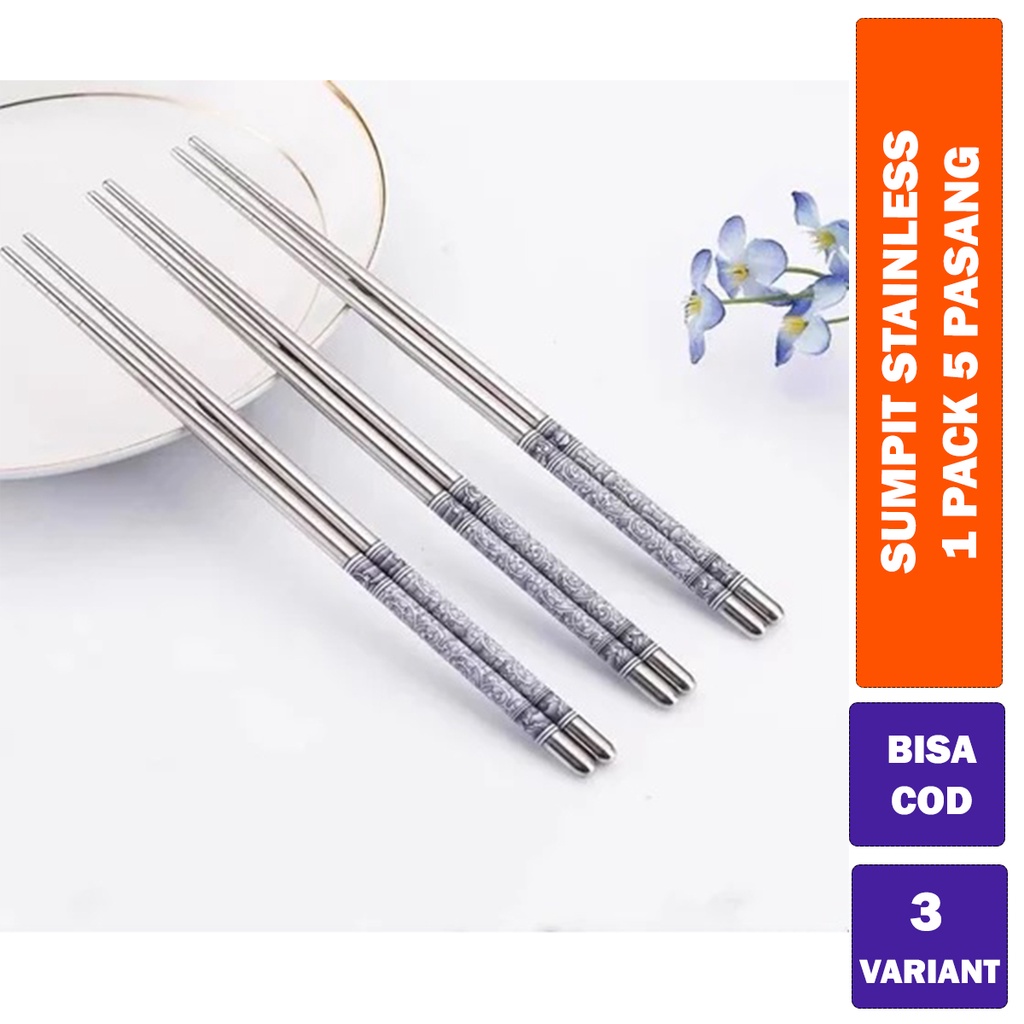 Sumpit Stainless Premium / Sumpit Set 1 Pack 5 Pasang