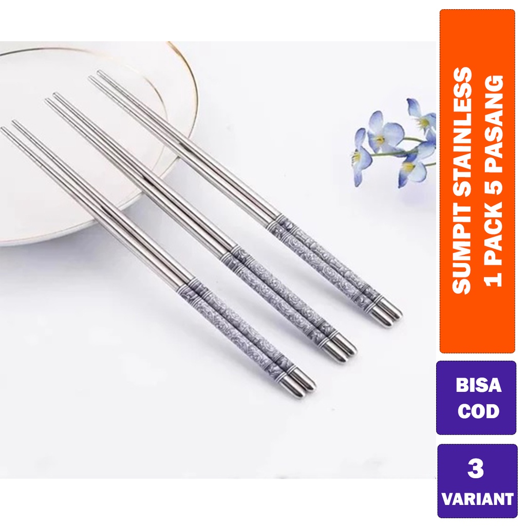 Sumpit Stainless Premium / Sumpit Set 1 Pack 5 Pasang