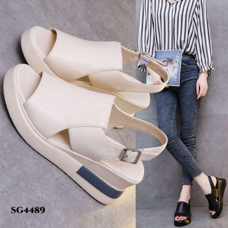 WYN  SANDAL WEDGES STRAP LEATHER KOREA STYLISH SG4489