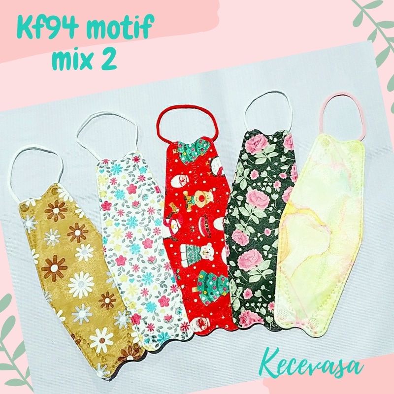 MASKER KF94 MOTIF PRINTING KOREA BUNGA TERBARU DEWASA BRANDED CEWEK LUCU MIX ORIGINAL|KECEVASA