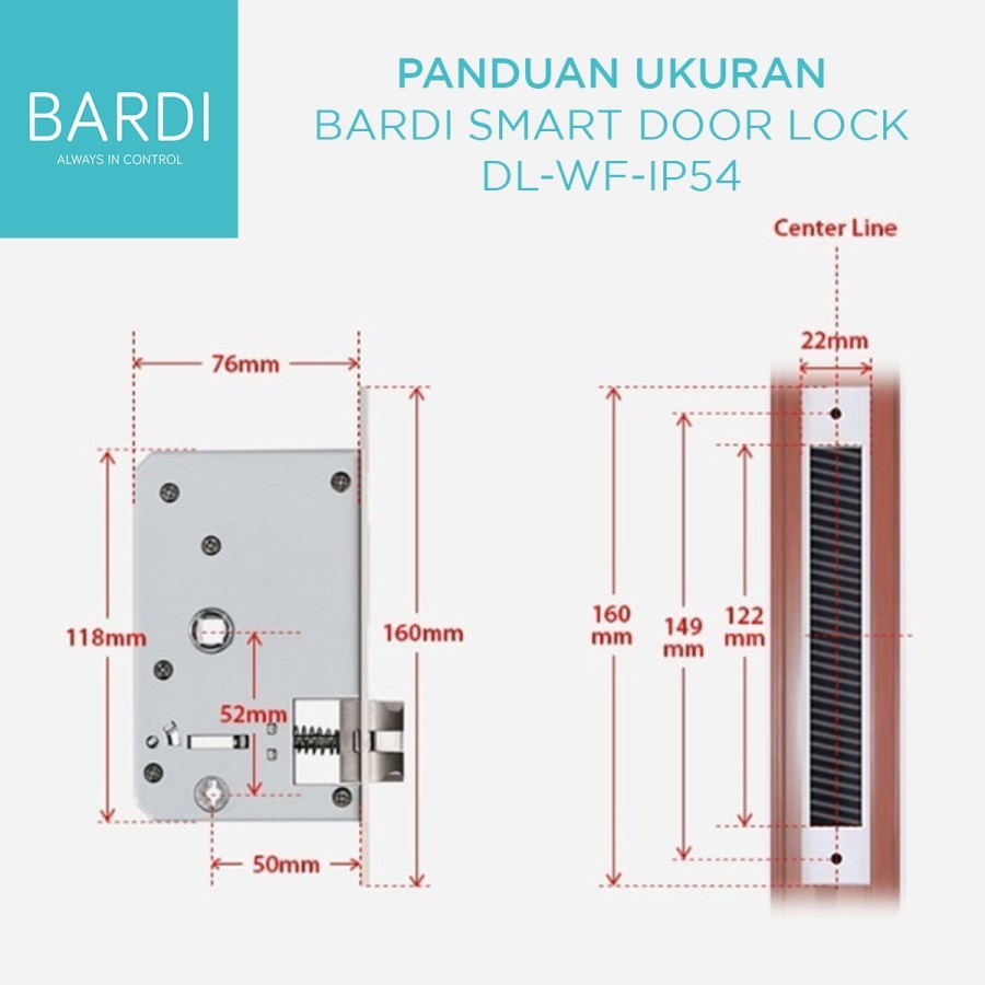 Bardi Smart Home Door Lock Handle RFID-Fingerprint Waterproof IP54 Kunci Pintu Smart