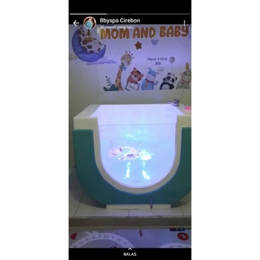 kolam baby spa fiber gelembung lampu+ kran panas dingin