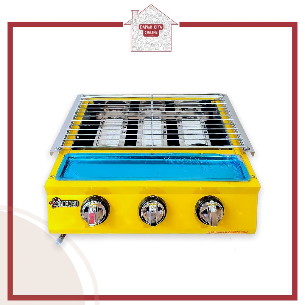 Kompor Panggangan Sosis 3TK / Kompor Sosis Jagung Omicko 3 Tungku / Gas Roaster / Pemanggang Sosis /