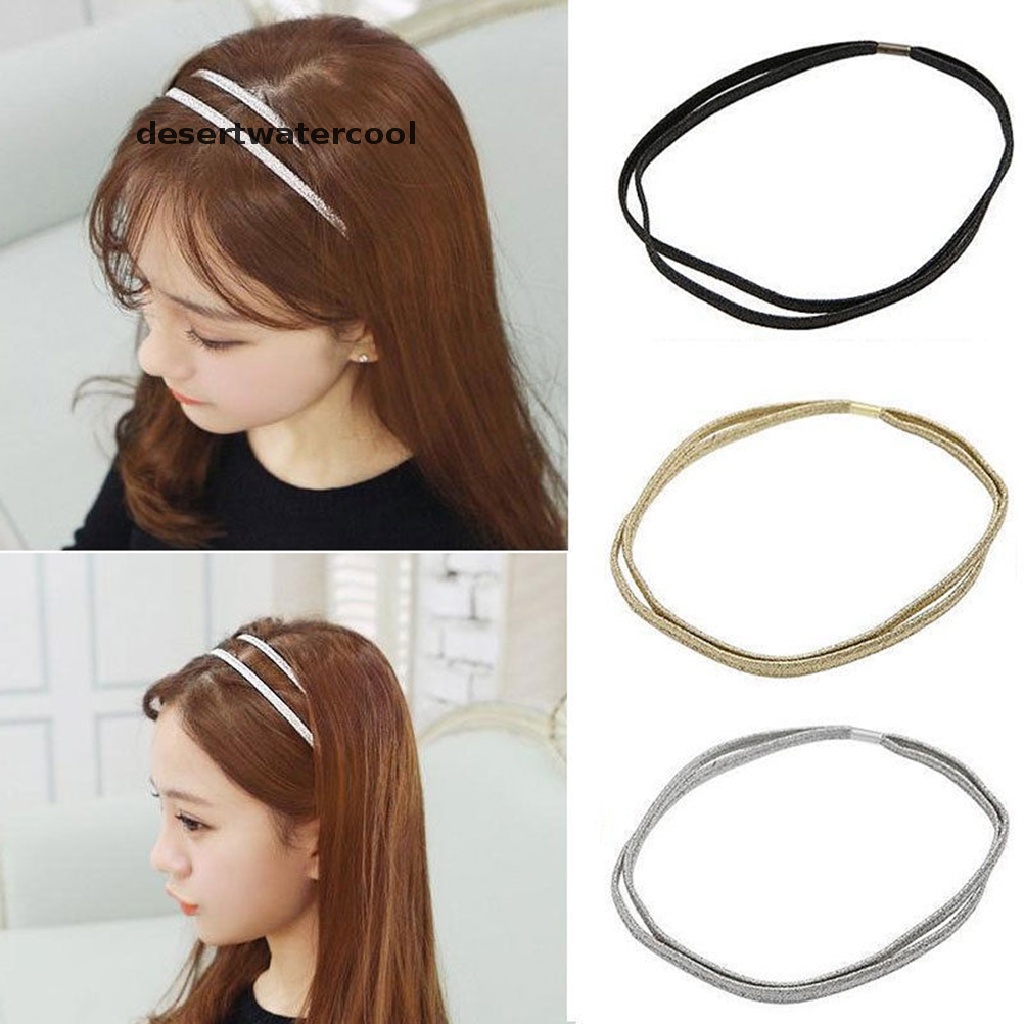 Deid Bando Elastis Model Kepang Ganda Aksen Glitter Untuk Wanita