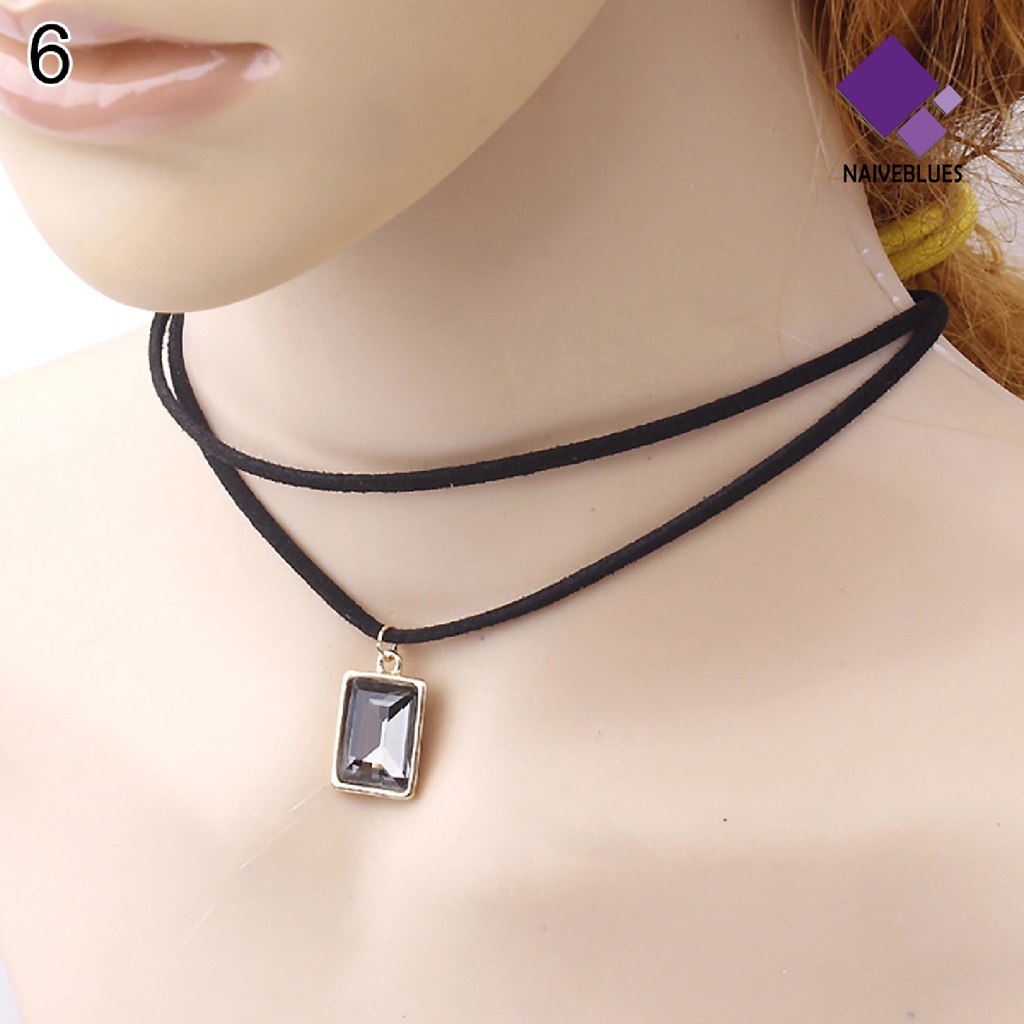 Kalung Choker Model Double Layer Bahan Velvet Warna Hitam Untuk Pesta