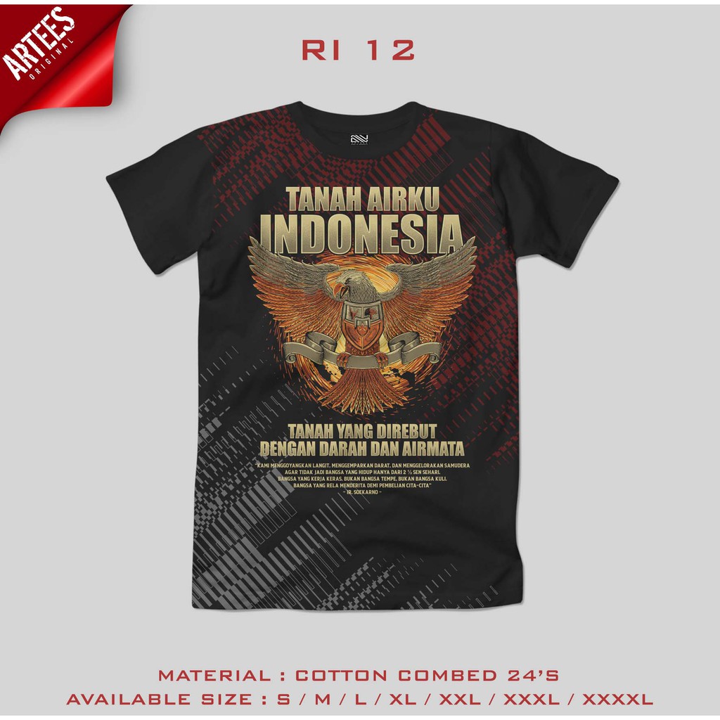 KAOS INDONESIA PRIA RI-12 ARTEES 3D UNIK 2021