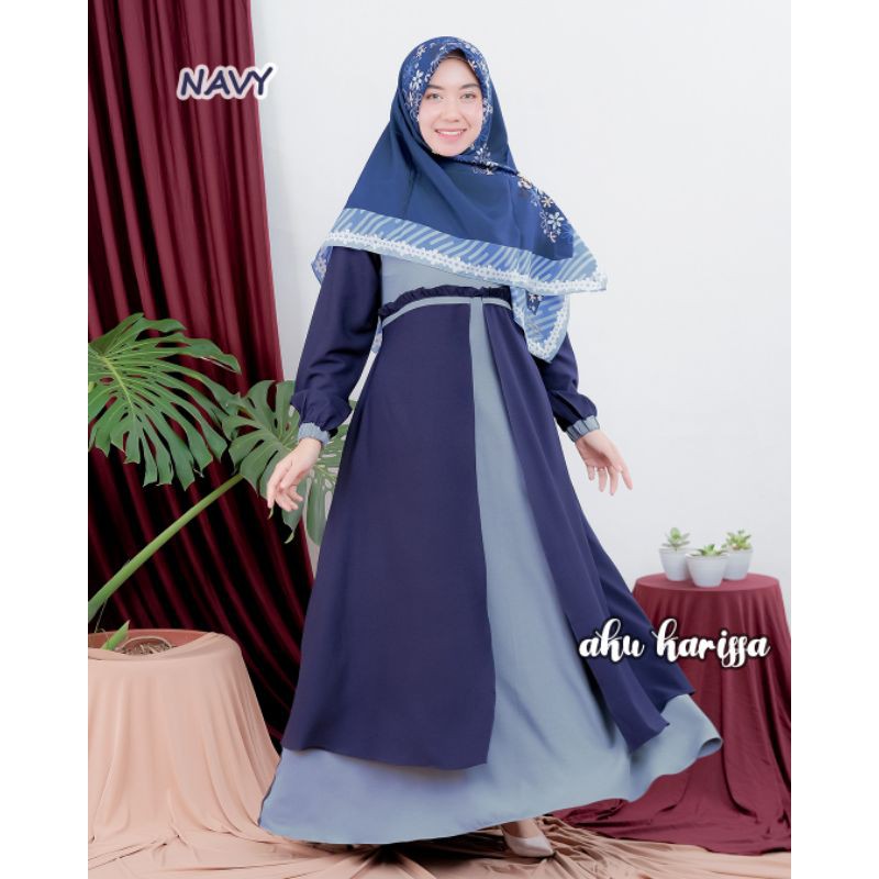 BAJU GAMIS REMAJA SIMPLE HARIAN AKU KARISSA ITY CREPE BUSUI PREMIUM POLOS CANTIK LEBARAN JUMBO ORI