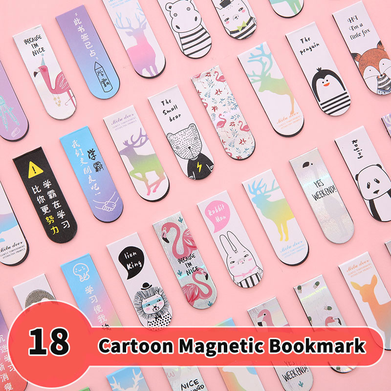 18 Pcs Cartoon Magnetic Bookmark Creative Cute Book Page Folder