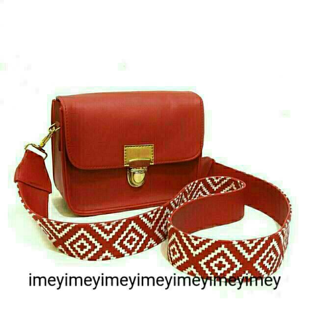 [BISA_COD]_M45_Tas Selempang Slingbag KOTAK TALI TRIBAL ZARA BOX, Tas Slempang Kotak Strap Tribal