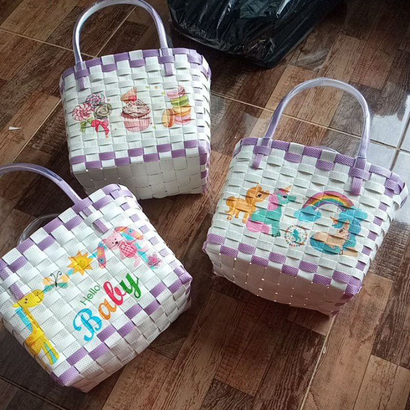 tas decoupage super mini, tas anyaman cantik, tas souvenir, tas hampers cantik