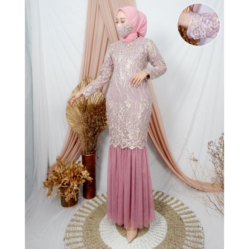 Gamis Tile Mutiara // Gamis Syari Tile Mutiara Wanita // Gamis Tutu Model Duyung / Gamis Pesta