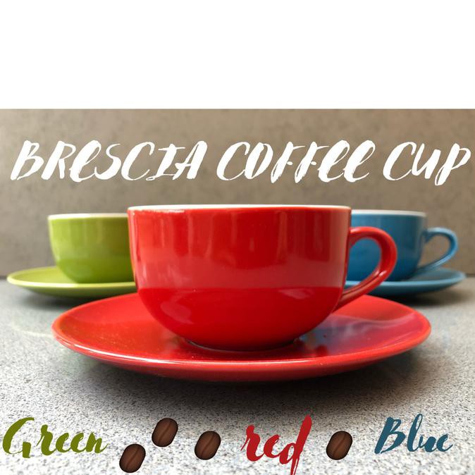 Terbaru Brescia Coffee Cup I Cappucino Cup Porcelain I Cangkir Kopi Susu - Merah