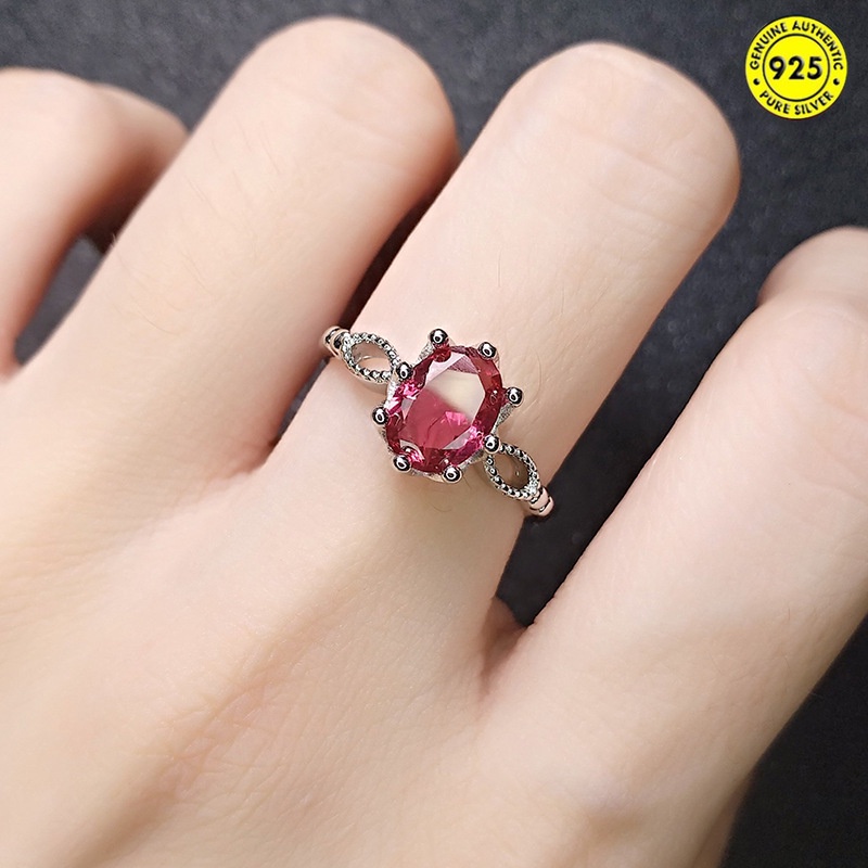 Women's Red Tourmaline Open-Mouth Diamond Ring