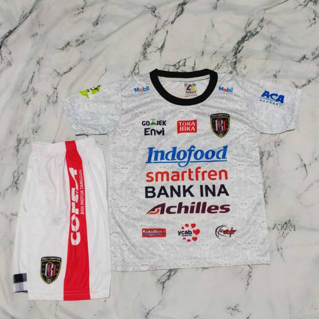 Jersey kaos baju bola setelan anak bal-i putih print