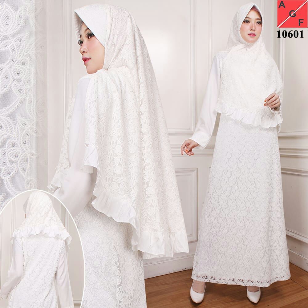 Agnes Baju  Gamis Putih  Gamis Muslim Baju  Lebaran  Baju  Busana Muslim Wanita Terbaru 10601 