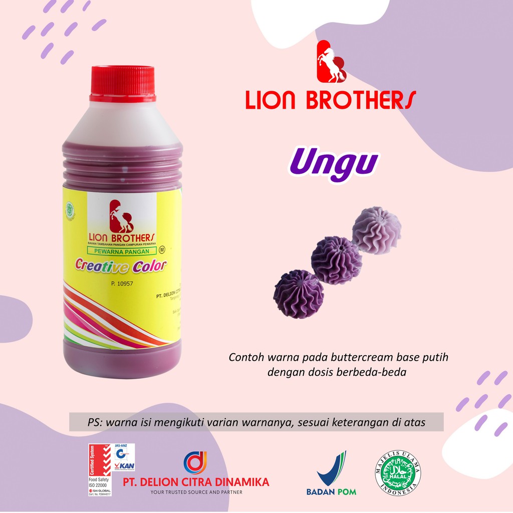 

Pewarna makanan minuman Ungu Lion Brothers 750 CC