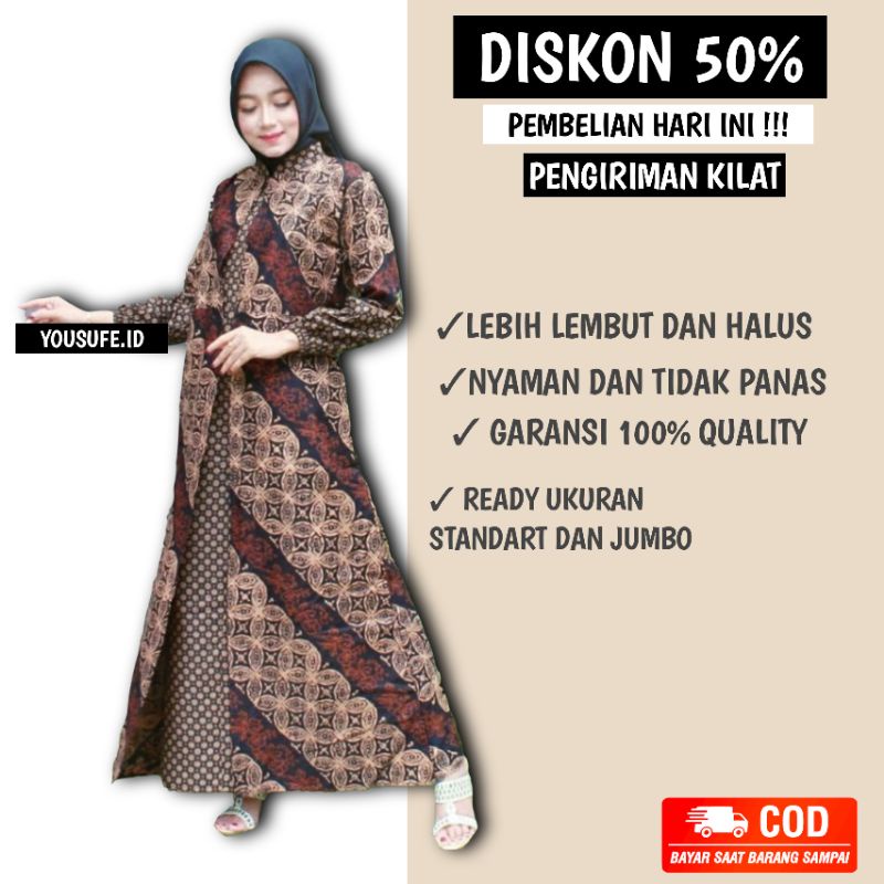 Gamis Batik Mulimah Modern Asli Batik Original Awas Barang Tiruan Bisa Seragam Kantor Kerja Lengan Balon Nyaman Halus Tidak Luntur GK02 Cod Shopee Termurah Garansi