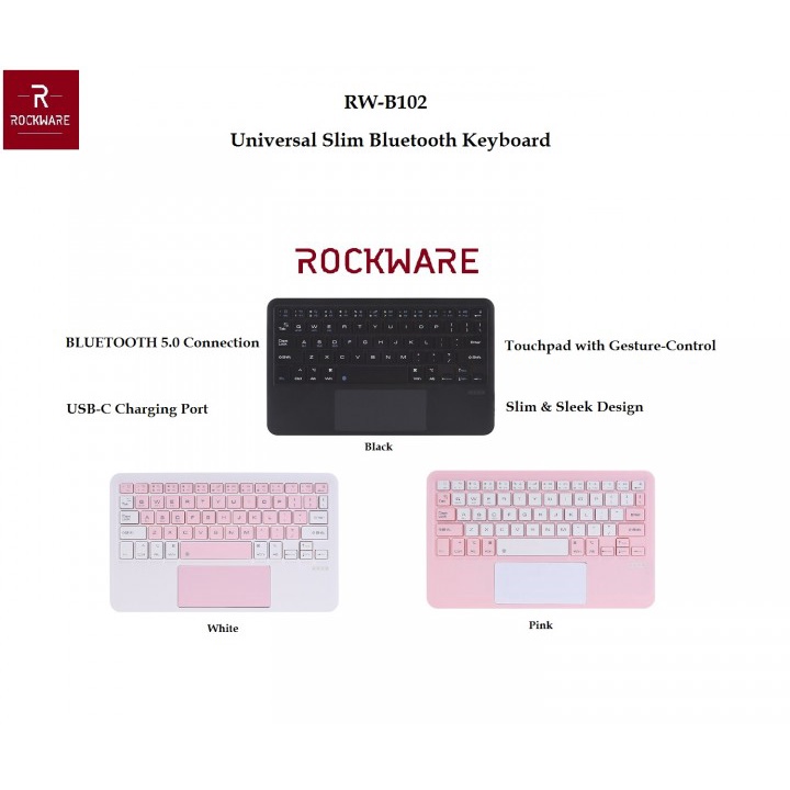 103 RW-B102 - Slim Bluetooth Keyboard - Keyboard Portabel dengan Touchpad