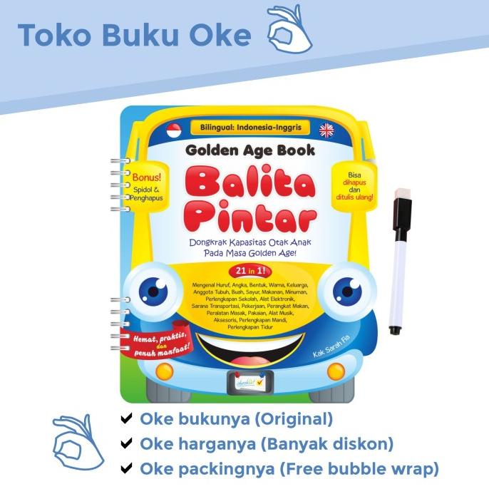

[BISA COD] Buku Anak Hapus Tulis Golden Age Book Balita Pintar Bonus Spidol