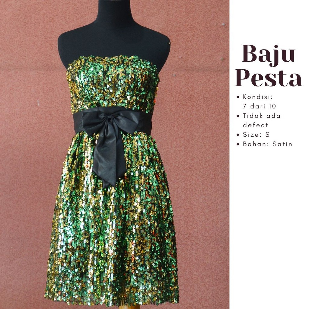 Evening Green Satin Dress with Black Ribbon