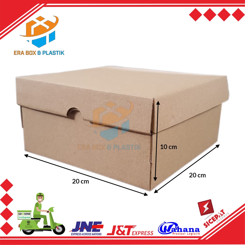 Kardus 20x20x10 cm | 1 Pack Isi 10 Pcs | Box Nasi | Kardus Kue | Dus Tasyakuran  Aqiqah