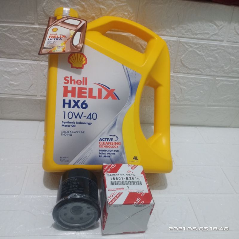 Paket Oli Shell Helix HX6 10W-40 + Filter Oli Avanza Xenia Rush Original