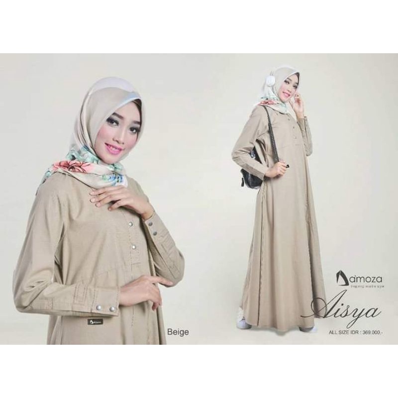 Gamis Katun Original DAMOZA AISYA II BLACK , NAVY , BROWN , KHAKI - Original