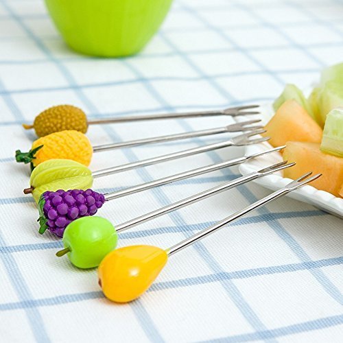 Garpu buah Garpu Mini Garpu Kue Stainless Tusuk buah MINI FRUITS FORK BOX - Motif Buah