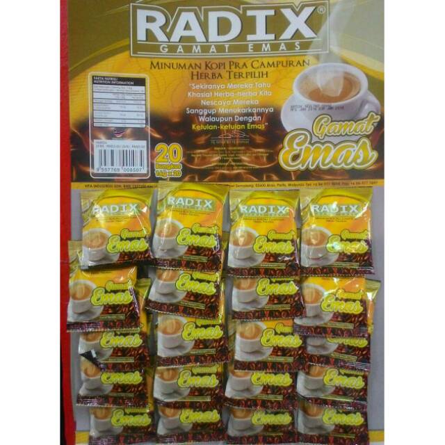 Radix Gamat Emas Hpa 1 Papan 20 Sachet Indonesia