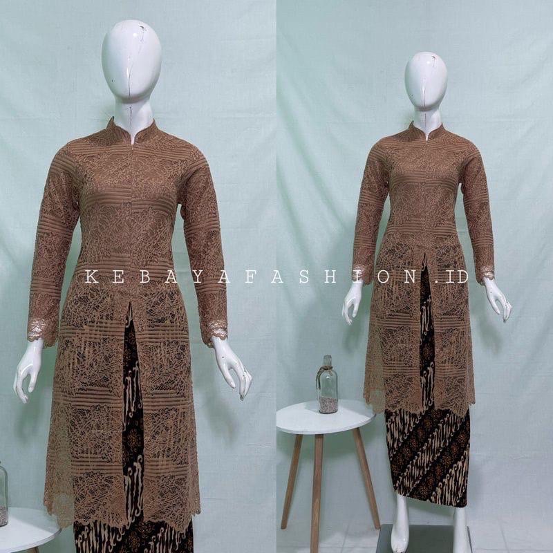 AZURA SCRAF // Setelan Tunik Brokat // Tunik kerah sanghai/tunik busui/tunik seleting depan/Kebaya modern/kebaya busui