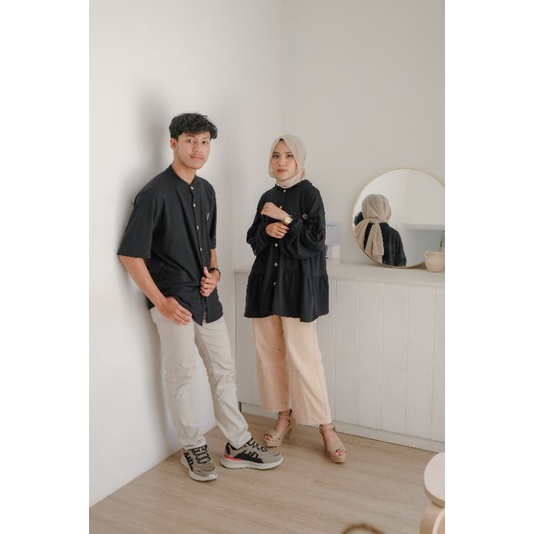 LOTUS MOM AND DAD - FAMILY SET - KEMEJA WANITA KEMEJA PRIA-Black