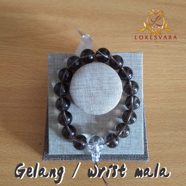 Gelang Batu Crystal Black 12 mm