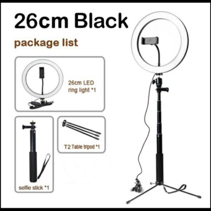 Ring Light Selfie Tripod Streaming Tongsis Vlog Ringlight 26Cm