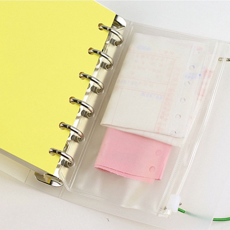 A5/A6/A7 Clear PVC Waterproof Loose-leaf Bag Binder Zipper File Folder Pocket Refill Envelope 6 Hole Notebook Planner Accessories