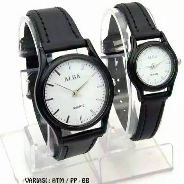 JAM TANGAN COUPLE ALBA STRAP KULIT Harga 1pcs