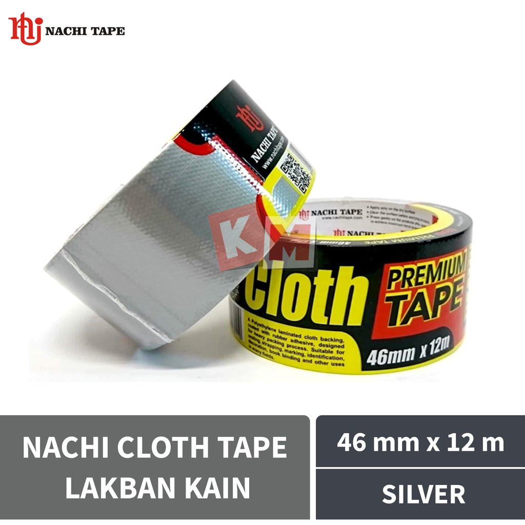 Lakban Kain Silver Abu-Abu Nachi Cloth Tape 46 mm / 2 Inch x 12 meter / 46mm