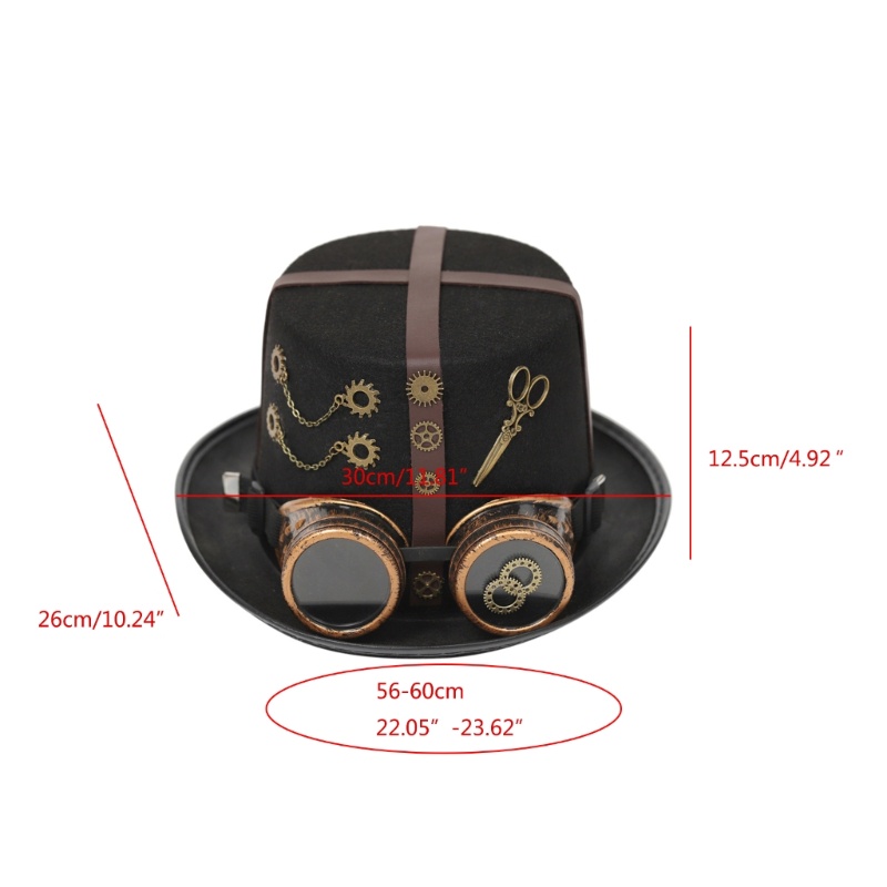 Topi Bowler Gaya Gothic Dengan Kacamata Untuk Pria