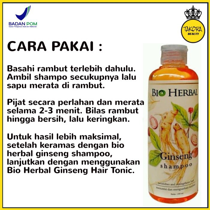 [ORI] PAKET SHAMPO + TONIC Penumbuh Rambut dan Obat Rontok dalam 1 Minggu l Bio Herbal Ginseng Asli