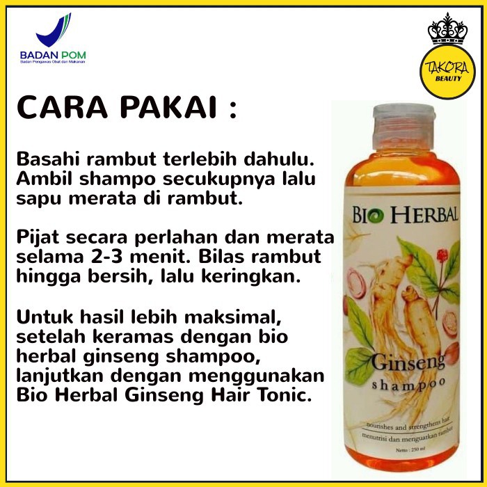 [ORI] PAKET SHAMPO + TONIC Penumbuh Rambut dan Obat Rontok dalam 1 Minggu l Bio Herbal Ginseng Asli