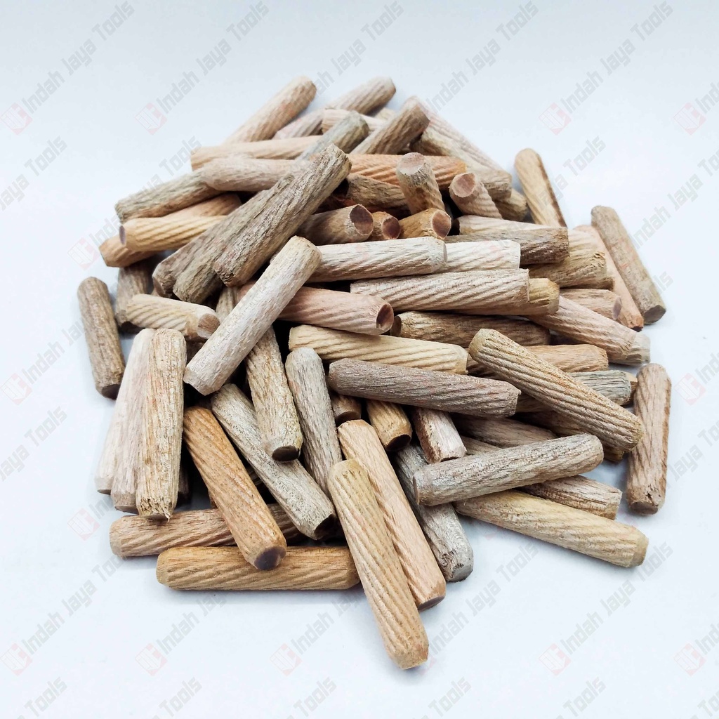 DOWEL Kayu Ulir 10 x 50 MM 100 Pcs Pen Sambungan Stik Kayu Bulat