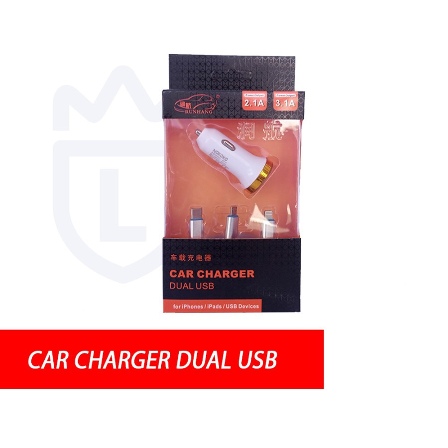 CAR CHARGER HP / CHARGER HANDPHONE MOBIL 3 KEPALA SAMSUNG APPLE NOKIA