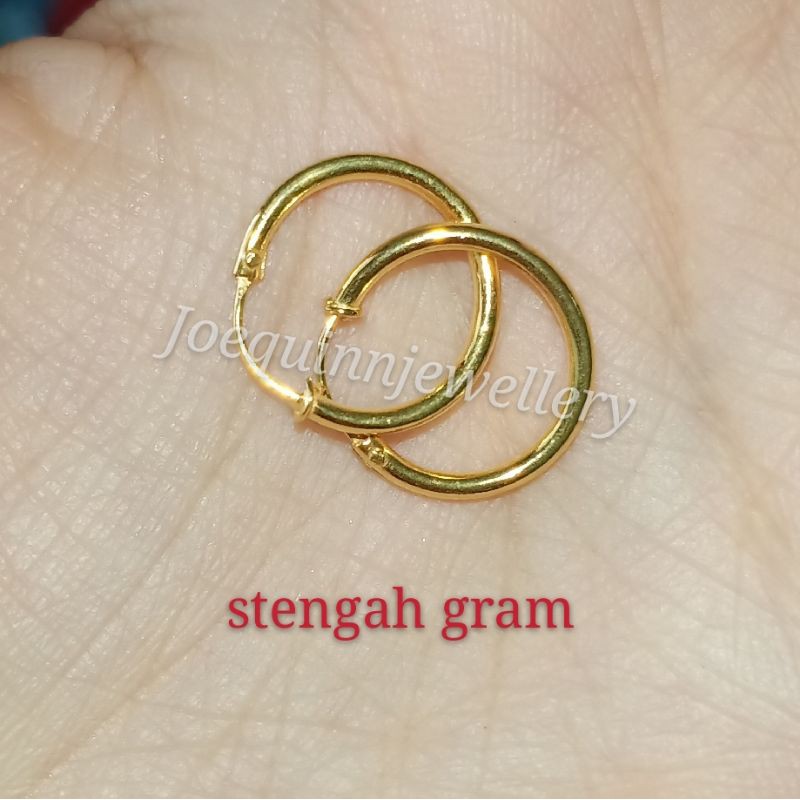 Anting bulet polos emas muda stengah gram