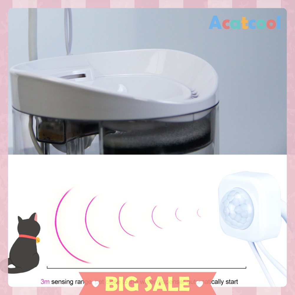 Pet Cat Dog Water Fountain USB Induction Infrared Motion Drinking Dispenser