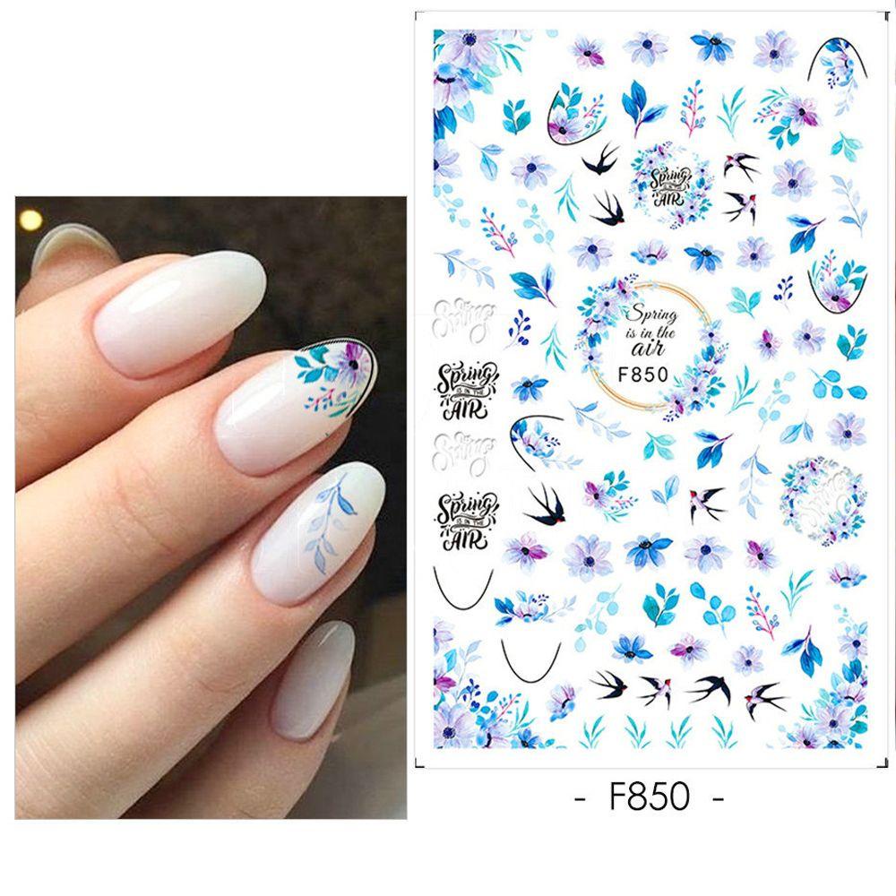 AUGUSTINA Agustin 3D Stiker Nail Art Elegan Fashion Bunga Wanita Dekorasi Nail Art Mawar Daisy Valentines DIY Manicure Accesorios